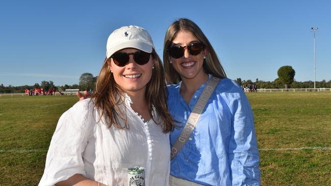 Alice and Claire at the Roma Rugby Races at Bassett Park on Saturday June 24, 2023. Picture: Chloe Cufflin.