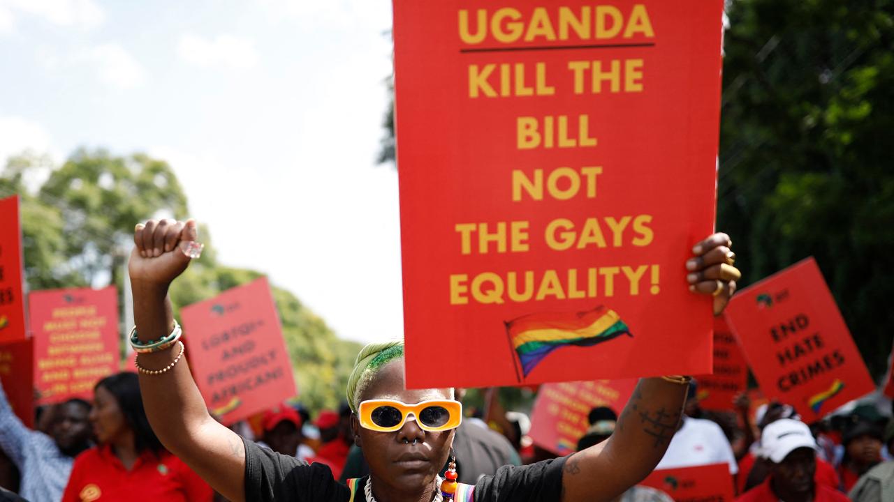 A protest against Uganda’s anti-homosexuality bill. Picture: Phill Magakoe/AFP