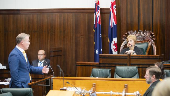 Premier Will Hodgman and Speaker Sue Hickey. Parliament Question Time. Picture: RICHARD JUPE