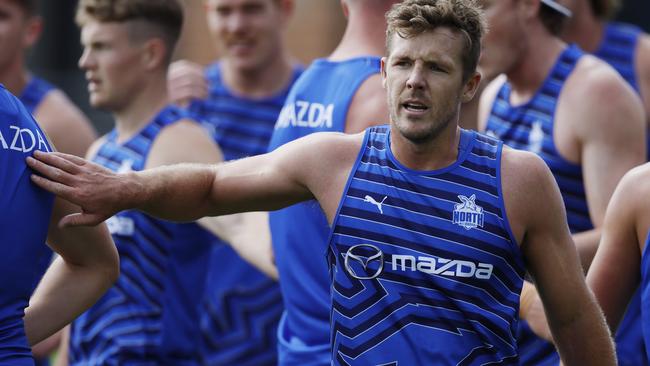 NCA. MELBOURNE, AUSTRALIA. 18th November 2024.  AFL.   North Melbourne footy training at Arden St.  Luke Parker during todays session   .  Picture: Michael Klein