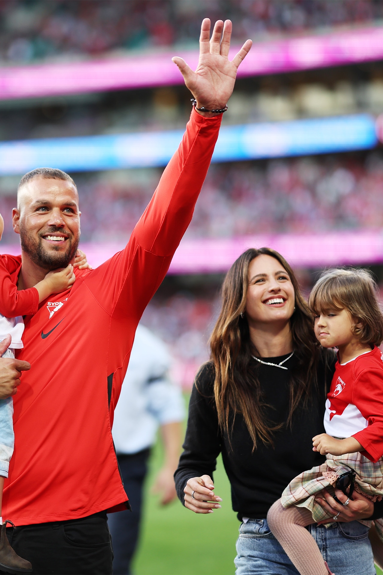 <p><em>Image credit: Getty Images</em></p><p><em>Jesinta Franklin attends the round 24 AFL match between Sydney Swans and Melbourne Demons at Sydney Cricket Ground.</em></p>