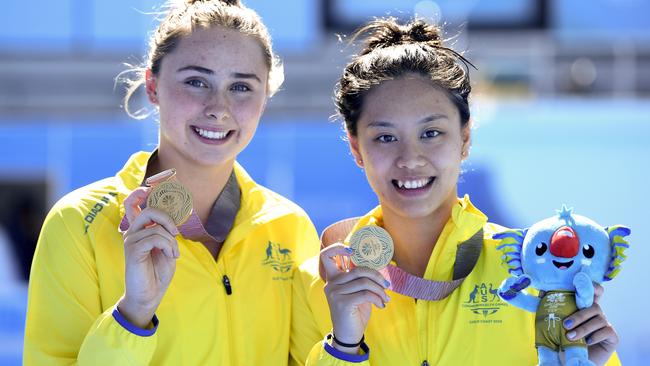 Georgia Sheehan and Esther Qin after winning the gold medal.