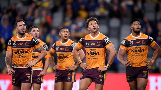 Broncos players’ heads weren’t in the game. Picture: AAP