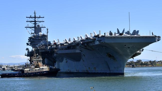 The USS Ronald Reagan at the Port of Brisbane. Picture: AAP