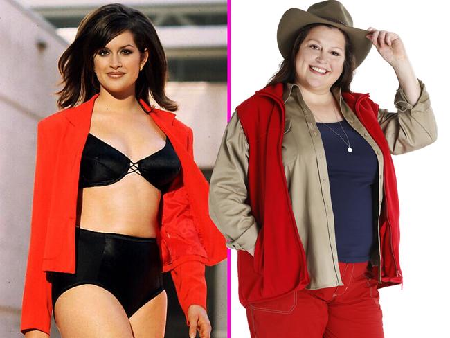 L: Kate Fischer in her modelling heyday ... R: Tziporah on I’m A Celeb.