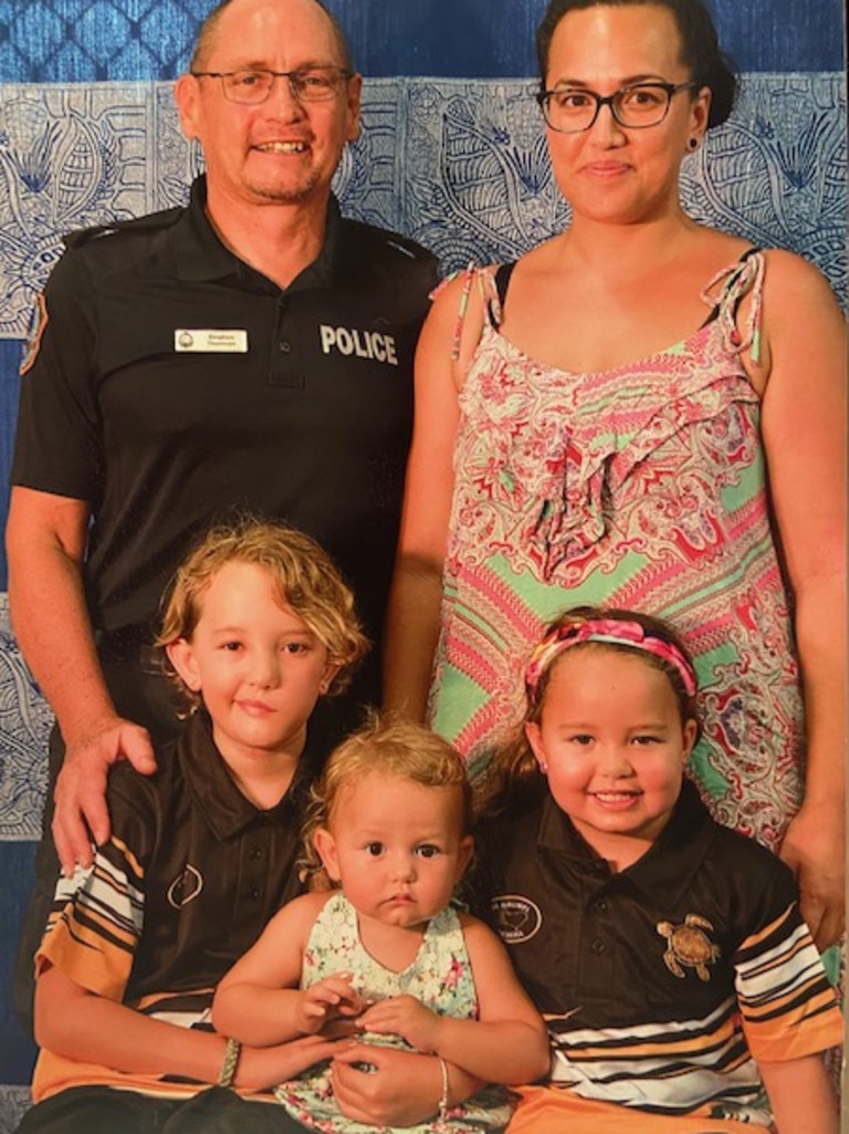Steven Thomson with his family in 2020 including daughter Sienna (bottom left). Picture: Supplied