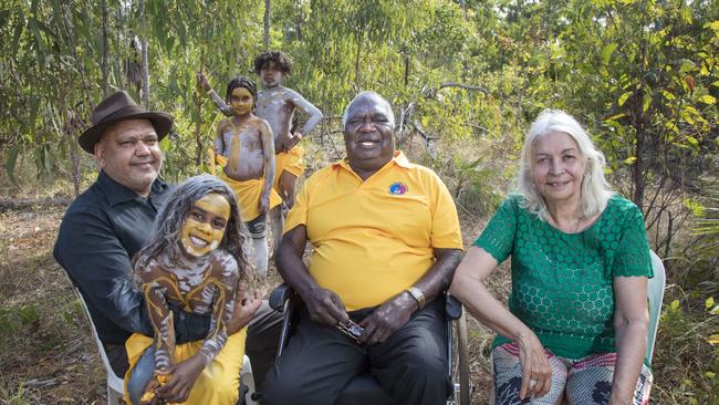 Yunupingu with Noel Pearson and Marcia Langton at Garma in 2018. Picture: Melanie Faith Dove