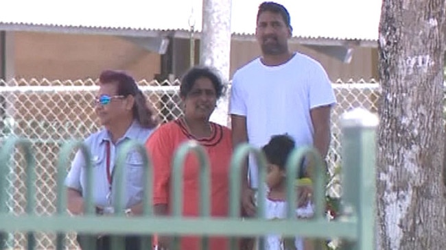 **MUST CREDIT 10 News** Tamil family from Biloela - (Father) Nadesalingam Murugapan, (mother) Kokilapathmapriya Nadarasa and their children, Kopika, 4 and Tharunicaa, 2, during a visit from family friend Angela Fredericks. The family are in what is known as Construction Camp, a detention facility that has previously held families on Christmas Island. Picture: 10 News