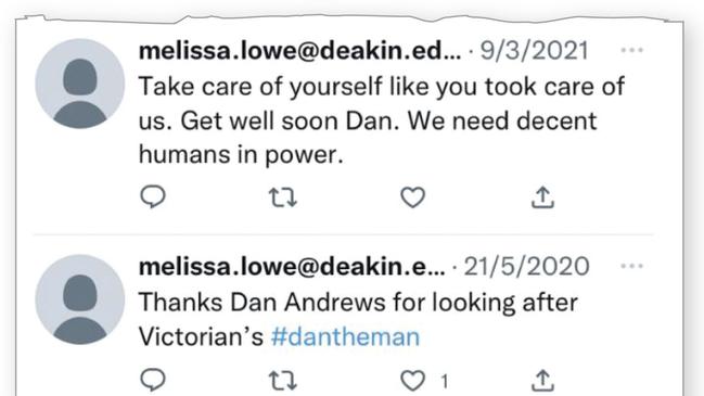 Melissa Lowe’s pro-Dan tweets.