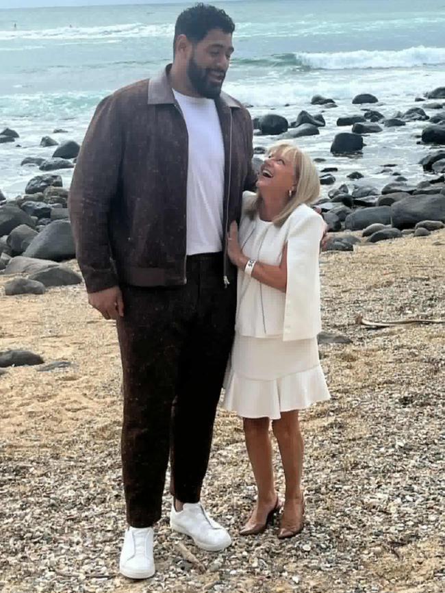 Jordan Mailata meets Donna Gates. Picture: Supplied