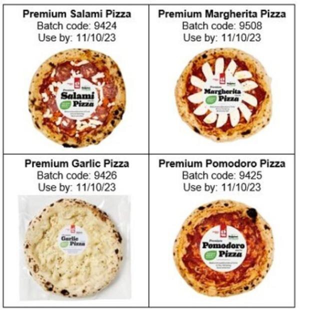 Pizza recall of four flavour with the use by date 11/10/23. Picture: Food Standards