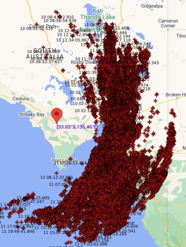 SA experienced more than 100,000 lightning strikes since midnight Sunday, December 10. Picture: SA Power Networks