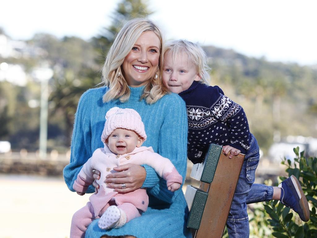 TV presenter Angie Asimus with her children Scarlett and Austin. Picture: Richard Dobson