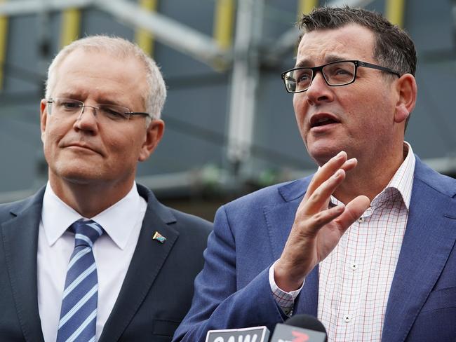 Prime Minister Scott Morrison and Victorian Premier Daniel Andrews. Picture: AAP