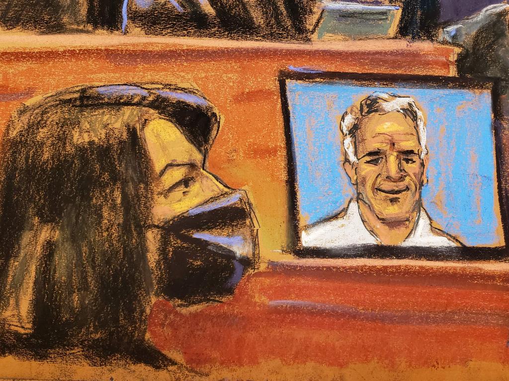 This courtroom sketch shows Maxwell during her trial on charges of sex trafficking. Picture: Jane Rosenberg/AFP