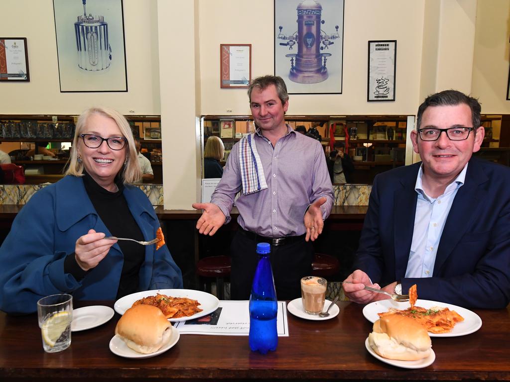 Capp with then premier Daniel Andrews. Picture: AAP