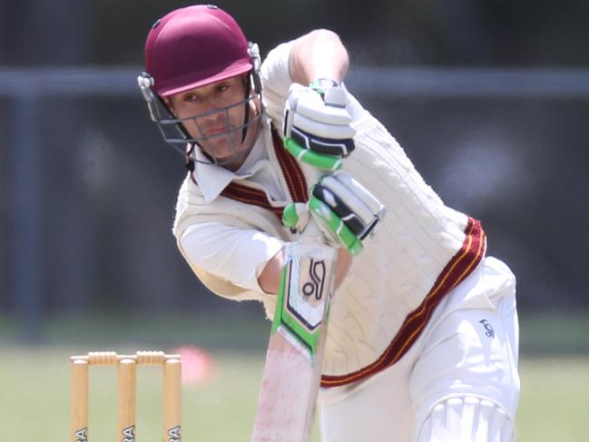 Premier Cricket: Fitzroy Doncaster v St Kilda at Schramms Reserve. Fitzroy's Peter Dickson bating. Picture: Brendan Francis