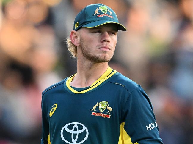 HOBART, AUSTRALIA - NOVEMBER 18: Jake Fraser-McGurk of Australia looks on during game three of the Men's T20 International match series between Australia and Pakistan at Bellerive Oval on November 18, 2024 in Hobart, Australia. (Photo by Steve Bell/Getty Images)