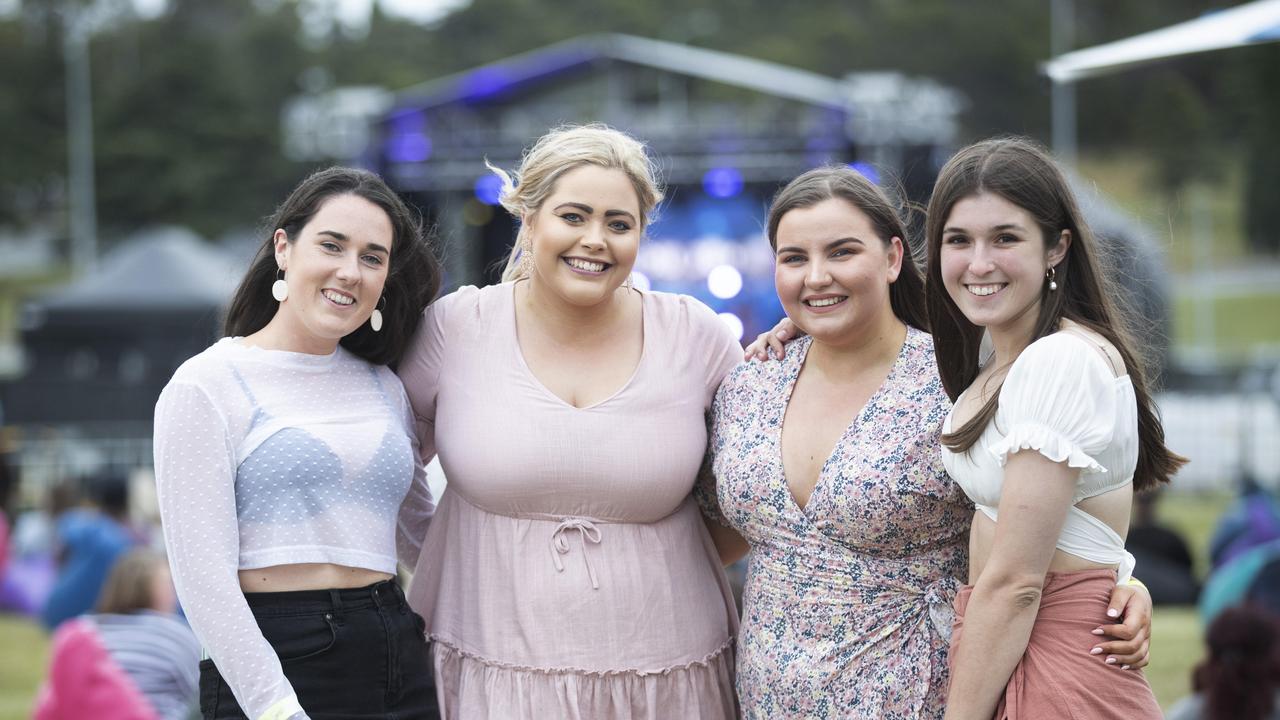 Ella Mainsbridge of Hobart, Bridget Thornbury of Hobart, Eliza Bennetto of Hobart and Tess Maxwell of Devonport at the Veronicas concert, Hobart. Picture Chris Kidd