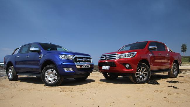 The Ford Ranger (left) and Toyota HiLux (right) now dominate ute sales. Picture: Supplied.