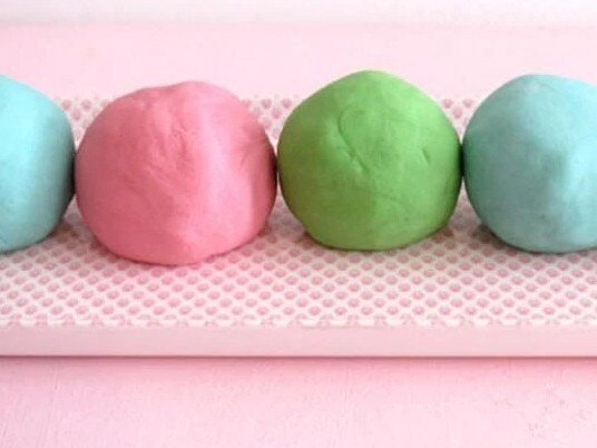 DIY pastel-coloured playdough.