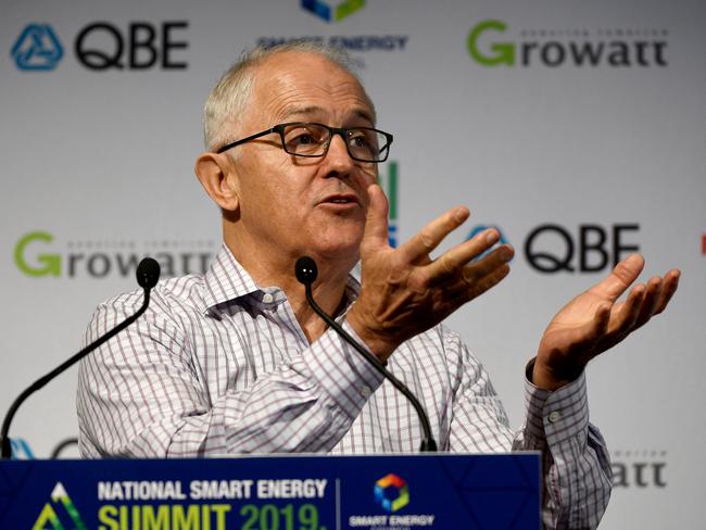 Former prime minister Malcolm Turnbull speaks during the National Smart Energy Summit at the Hilton Hotel in Sydney, Tuesday, December 10, 2019. (AAP Image/Bianca De Marchi) NO ARCHIVING