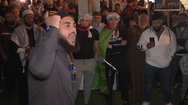 Sheik Ibrahim Dadoun at a rally showing support of Palestine, in Lakemba, Sydney’s southwest.