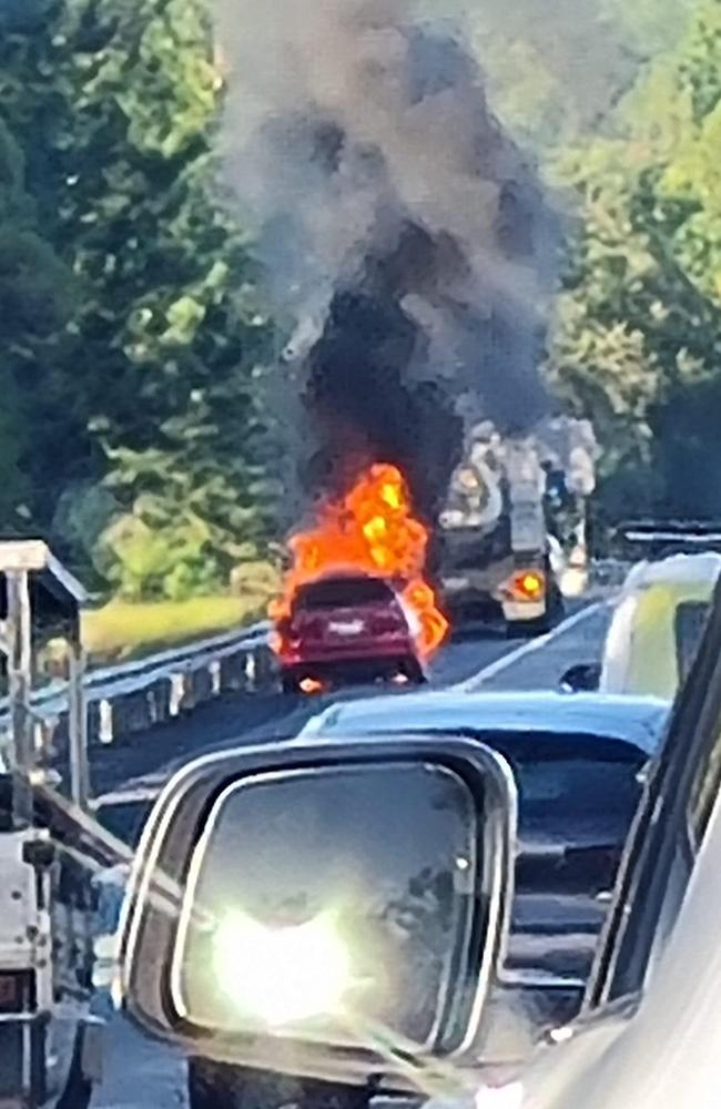 The fire caused dramatic scenes on the Bruce Hwy. Picture: Contributed