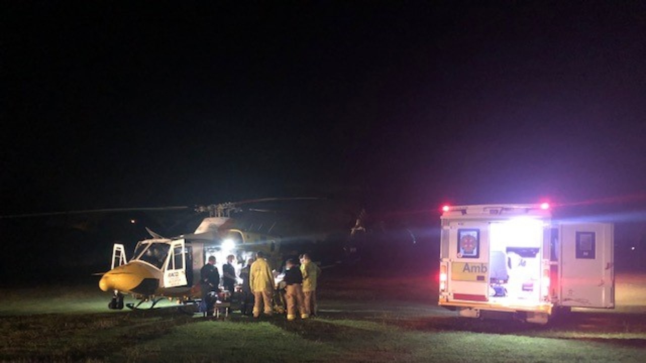 A man in his 30s was airlifted to Rockhampton Hospital in a serious condition after a motorcycle crash in the Gladstone region.