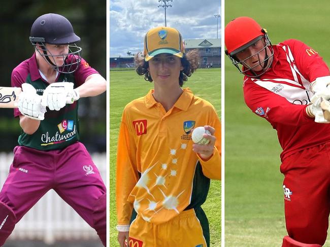 Central Coast's Jaylen Johnston, North Coastal's Harry Kershler and Greater Illawarra's Jackson Ingram in NewsLocal's team of the tournament for the 2022-23 Bradman Cup.