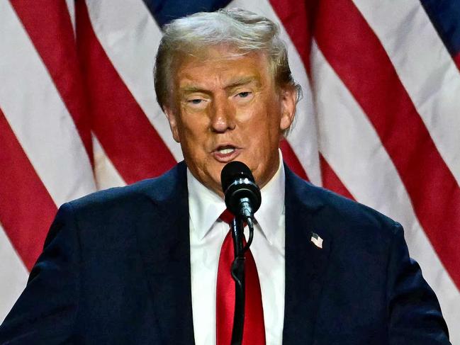 Former US President and Republican presidential candidate Donald Trump speaks during an election night event at the West Palm Beach Convention Center in West Palm Beach, Florida, on November 6, 2024. Donald Trump claimed victory and pledged to 