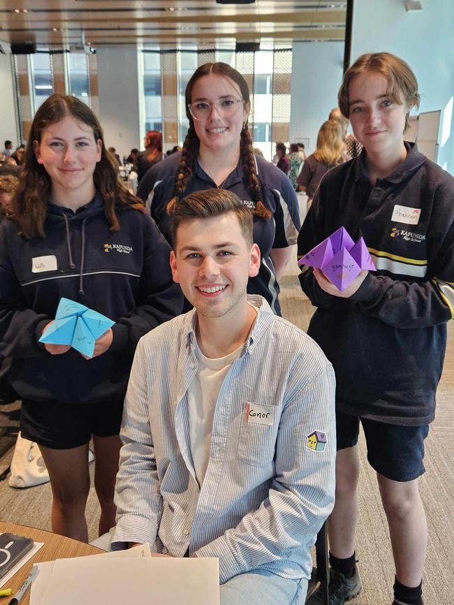 Conor Pall with Kapunda High School students at last week’s student summit. Picture: Supplied