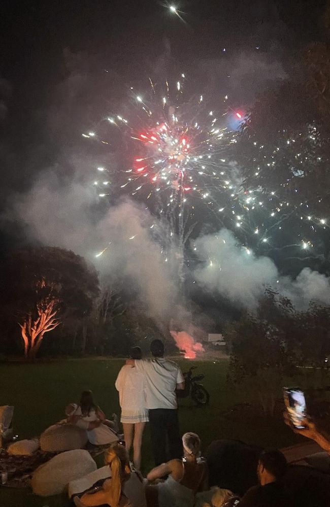 Fireworks at Justin Hemmes’ New Year’s Eve party. Picture: Instagram