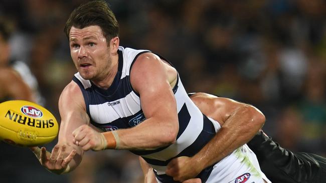 Patrick Dangerfield is a ball winner and doesn’t defend as well as his younger teammates. Picture: AAP