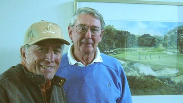 American singer Tony Bennett with his friend, Melbourne watercolourist Robert Wade.