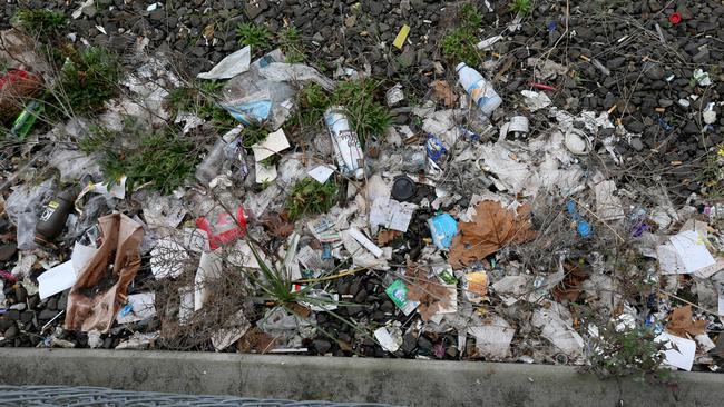 Rubbish at Broadmeadows station. Picture: Mark Wilson