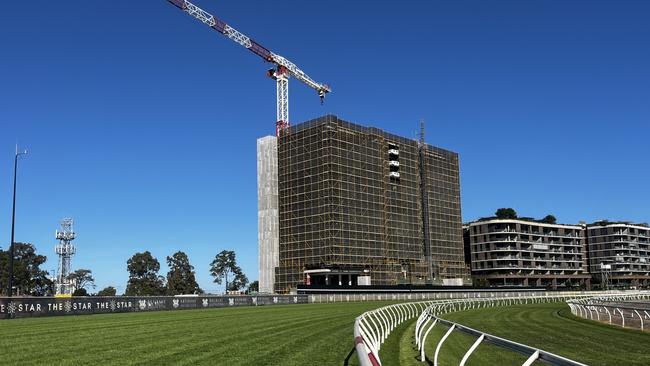 The mesh surrounding the construction is due to begin coming down this week. Picture: News Corp Australia