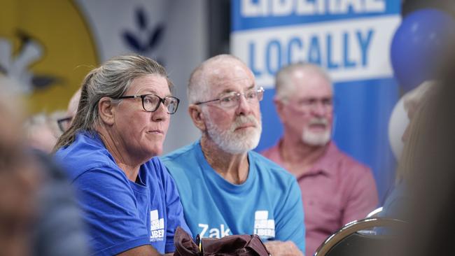 Supporters watch the election results as they wait for Opposition leader Zak Kirkup at his election night function on the final day of Western Australia's state election. NCA NewsWire / Tony McDonough