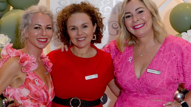 Former masterchef contestant Rhiannon Anderson is holding her annual fundraiser luncheon for Ovarian Cancer Research at the Metropole Hotel. Anna Ravizza, Dr Sally Aubrey and Rhiannon Anderson. Picture: Evan Morgan