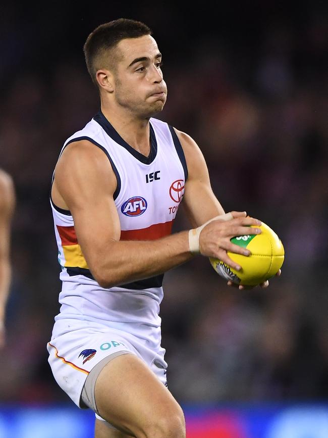 Myles Poholke playing for Adelaide in 2019. (AAP Image/Julian Smith)