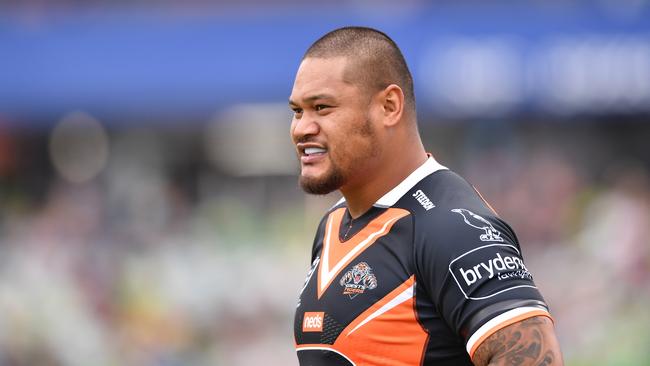 2021 NRL Round 01 - Canberra Raiders v Wests Tigers, GIO Stadium, 2021-03-14. Joey Leilua. Digital image by Robb Cox � NRL Photos