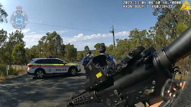 Heavily-armed police found a 35-year-old man near the scene in Wooroloo where a 32-year-old man had been fatally shot in the head. Picture: WA Police