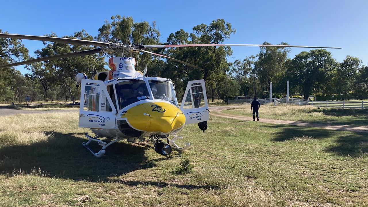 RACQ CQ Rescue transferred a 52-year-old worker to Mackay Base Hospital from a cattle property in the Eungella hinterland about 160km west of Mackay. Picture: RACQ CQ Rescue