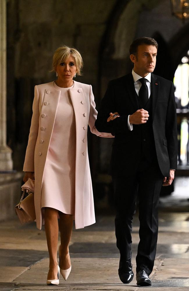 French President Emmanuel Macron with wife, Brigitte. Picture: AFP