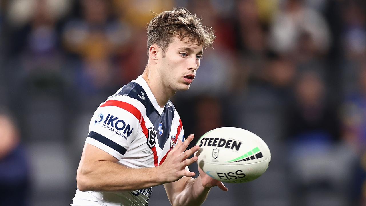 SYDNEY, AUSTRALIA – MAY 07: Sam Walker of the Roosters warms up during the round nine NRL match between the Parramatta Eels and the Sydney Roosters at Bankwest Stadium, on May 07, 2021, in Sydney, Australia. (Photo by Cameron Spencer/Getty Images)