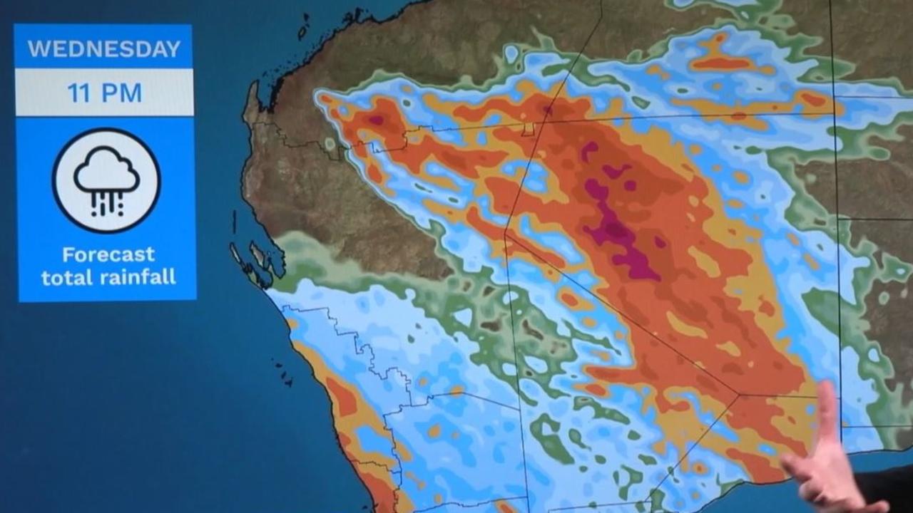 Heavy rainfall and destructive winds will continue across Western Australia up until Thursday. Picture: BOM