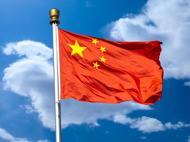 Chinese flag in beijing tiananmen square.