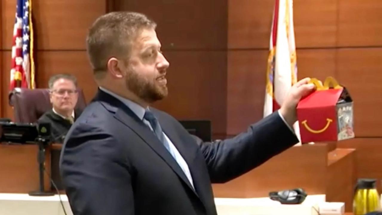 Jordan Redavid, the lawyer representing the girl’s family, brought a Happy Meal box to the courtroom to present to the judge. Picture: Local10