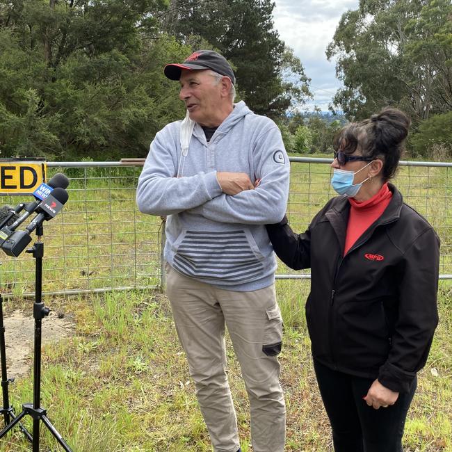 Jarrad Lovison's parents, John and Dianne Lovison, pleading for public help to find their son soon after his disappearance. Picture: Jack Paynter