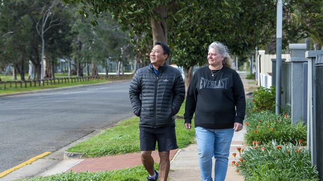 Landlord Lian Ching and his Jodie Curtin outside Mr Ching’s Elizabeth South investment property. Elizabeth South was identified as the best suburb in SA in which to buy an investment house. Picture Mark Brake